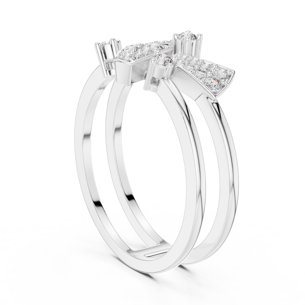 Prismelle Triple Wedge Pavé Double Band Lab Grown Diamond Ring