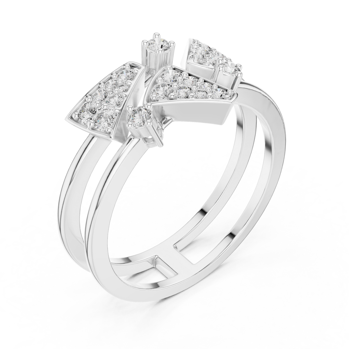 Prismelle Triple Wedge Pavé Double Band Lab Grown Diamond Ring