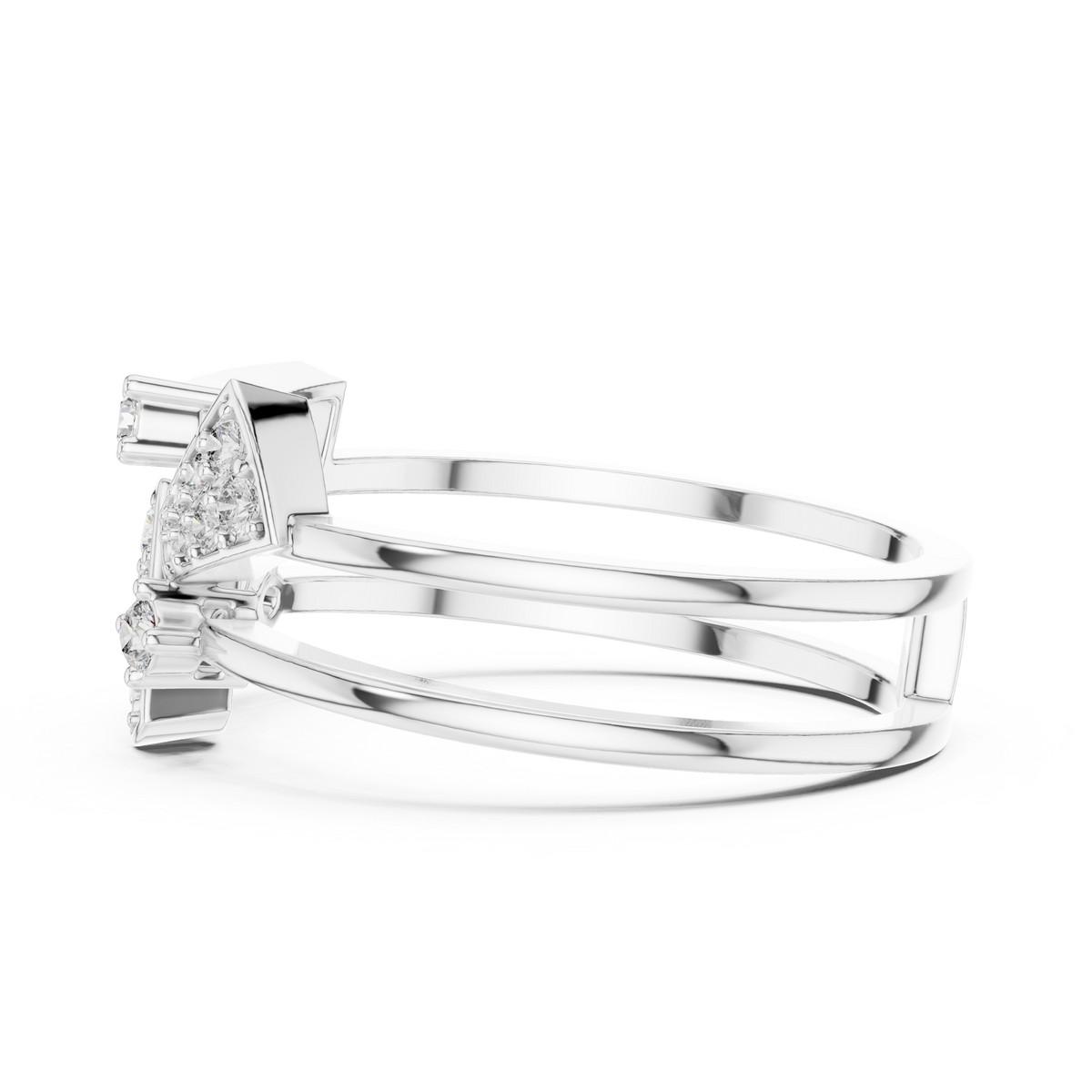 Prismelle Triple Wedge Pavé Double Band Lab Grown Diamond Ring