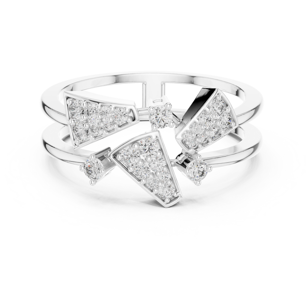 Prismelle Triple Wedge Pavé Double Band Lab Grown Diamond Ring