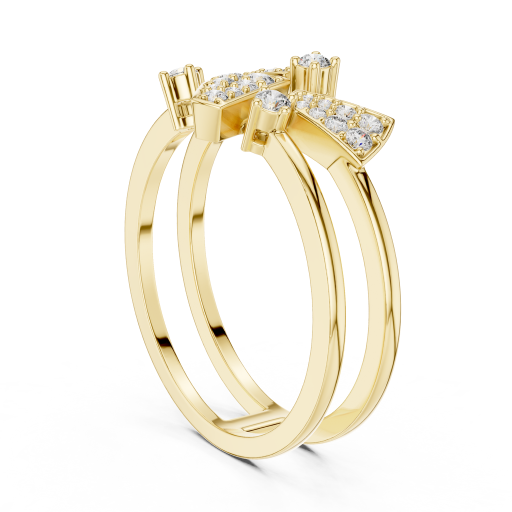 Prismelle Triple Wedge Pavé Double Band Lab Grown Diamond Ring
