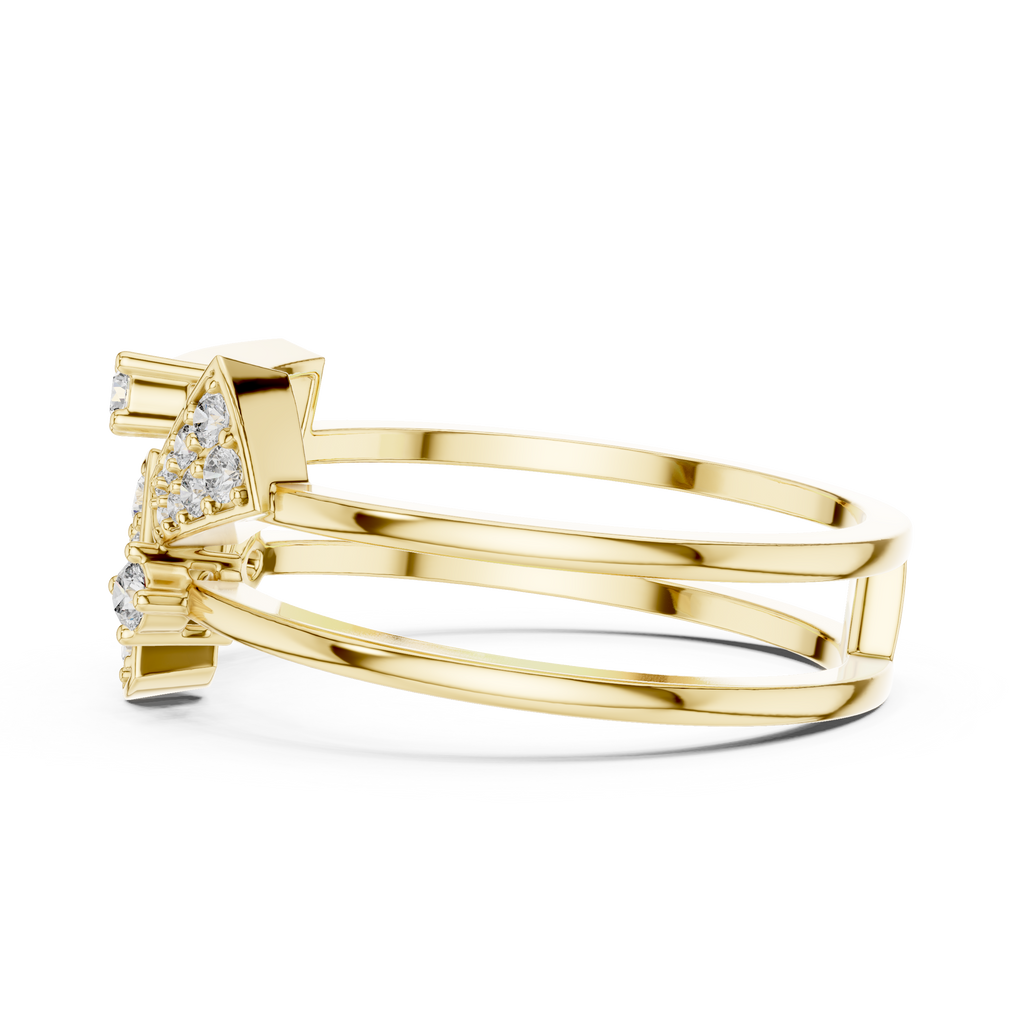 Prismelle Triple Wedge Pavé Double Band Lab Grown Diamond Ring