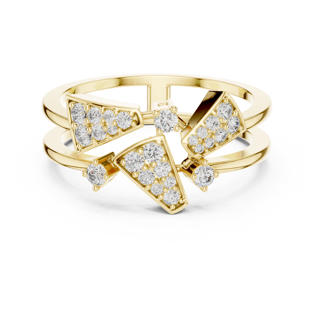 Prismelle Triple Wedge Pavé Double Band Lab Grown Diamond Ring