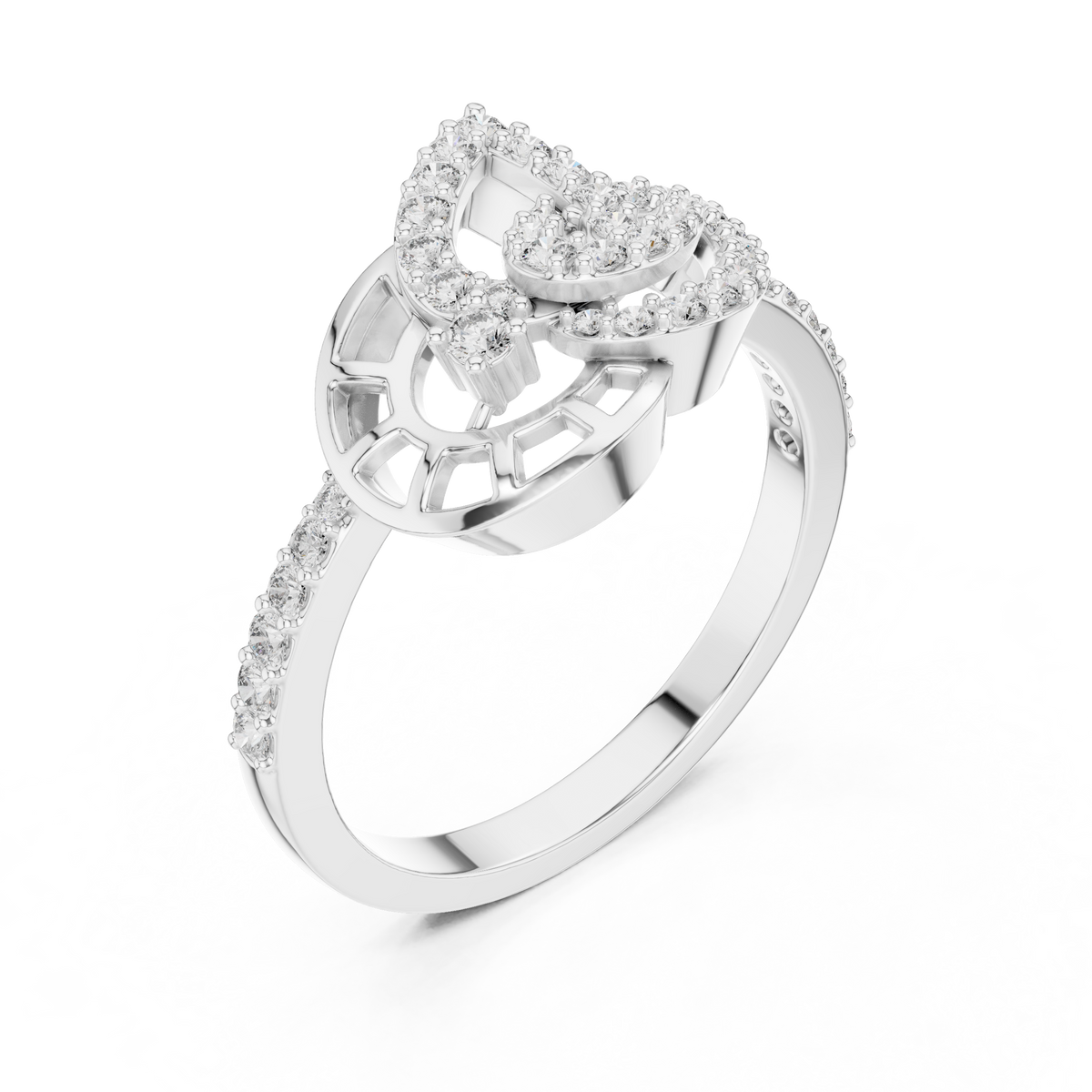 Verdelle Open Leaf Pavé Arc Lab Grown Diamond Ring