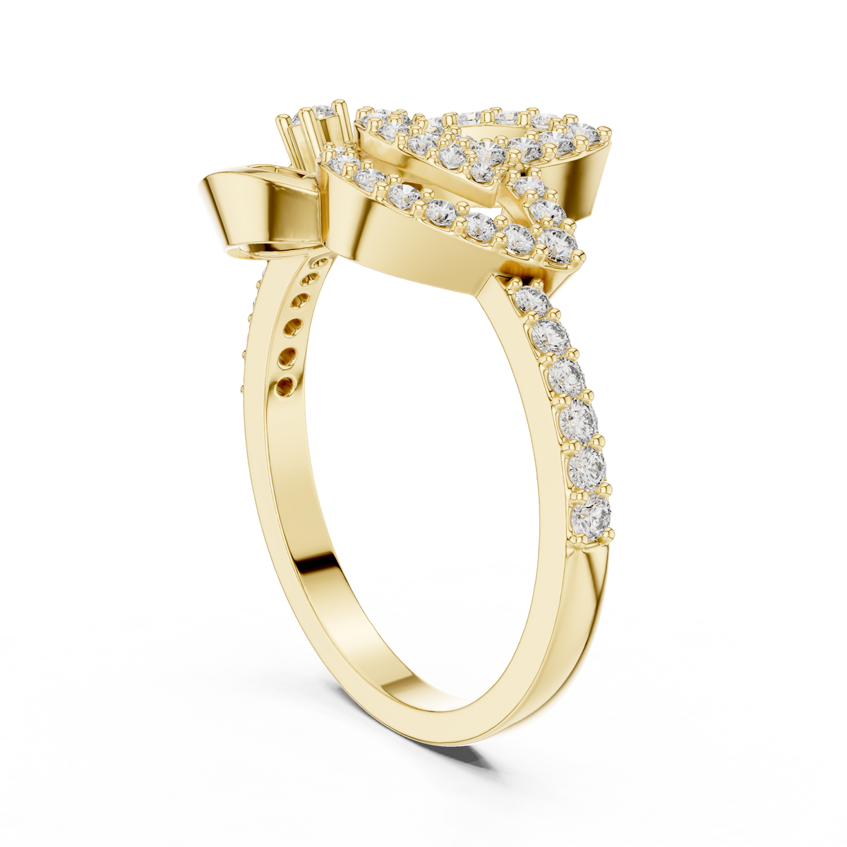 Verdelle Open Leaf Pavé Arc Lab Grown Diamond Ring