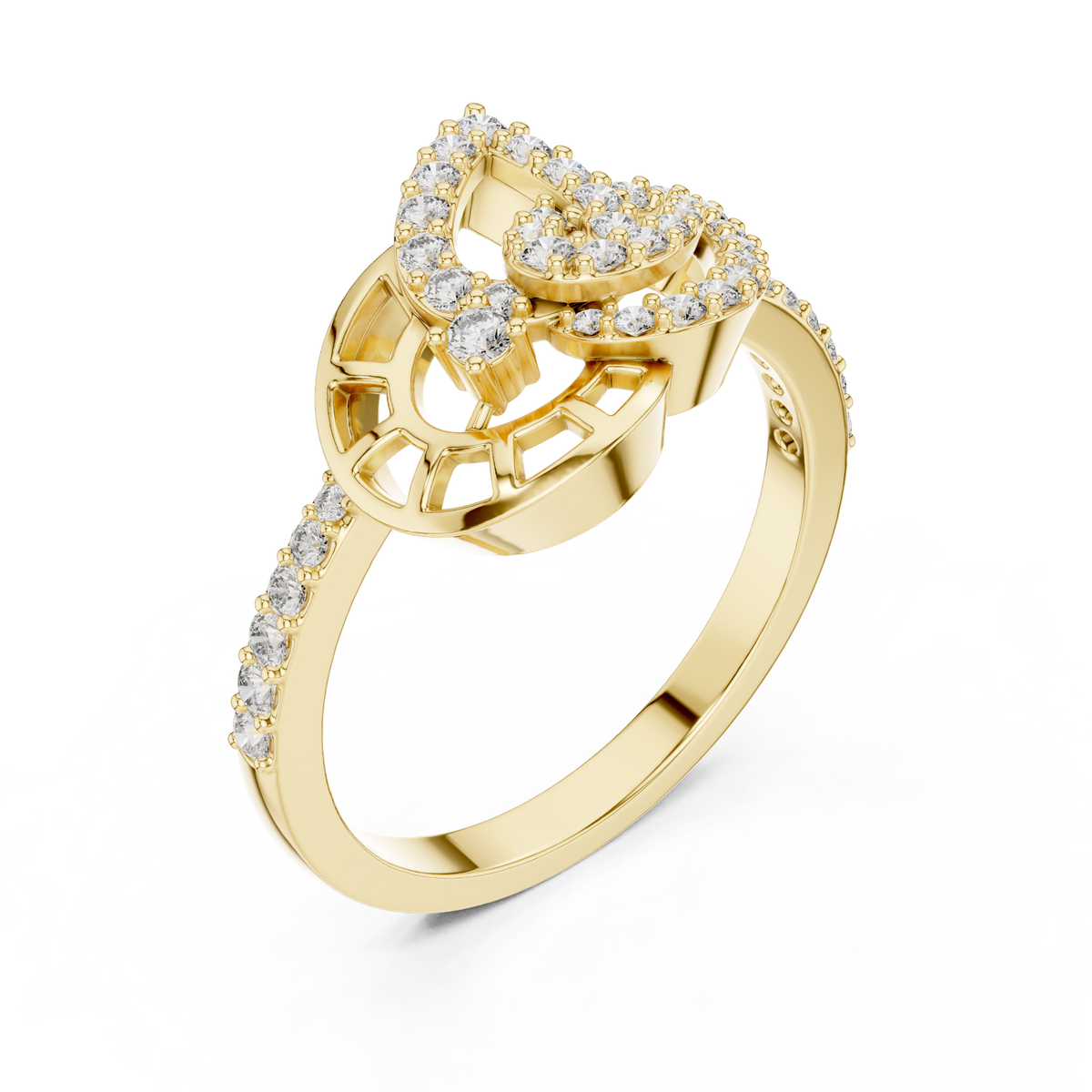 Verdelle Open Leaf Pavé Arc Lab Grown Diamond Ring