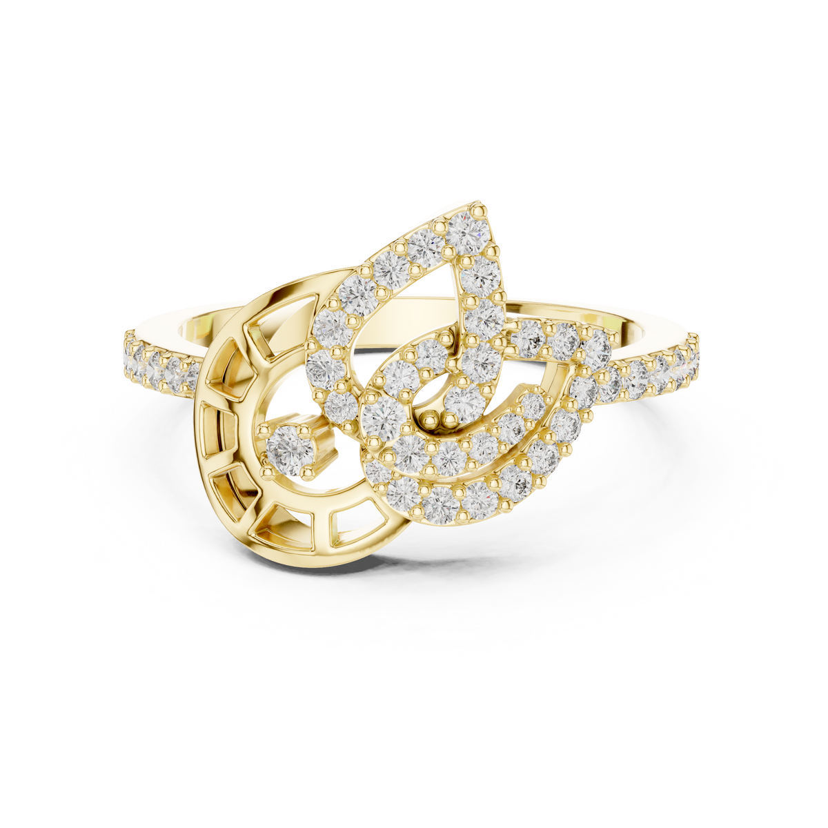 Verdelle Open Leaf Pavé Arc Lab Grown Diamond Ring