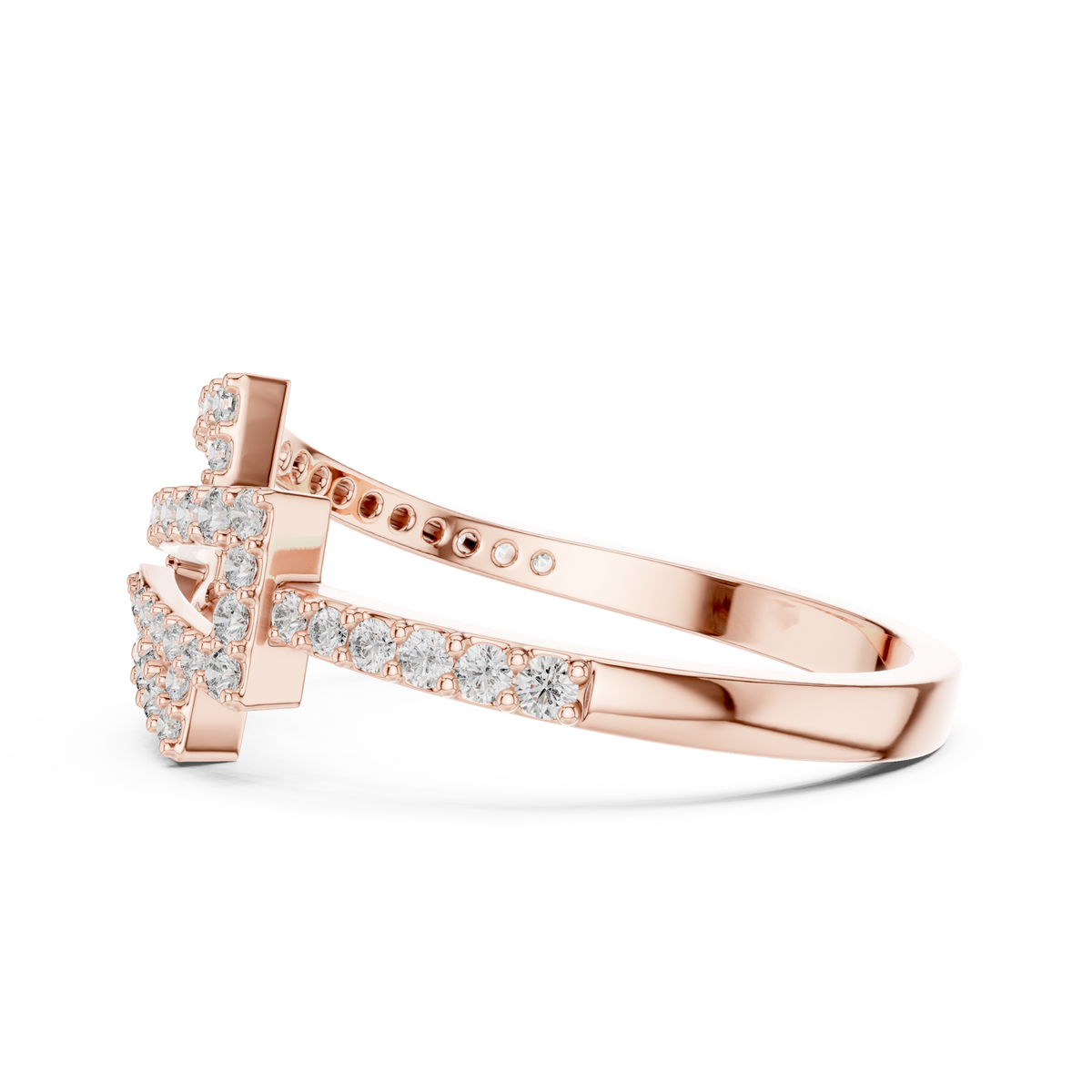 Zagnelle Zigzag Pavé Open Design Lab Grown Diamond Ring