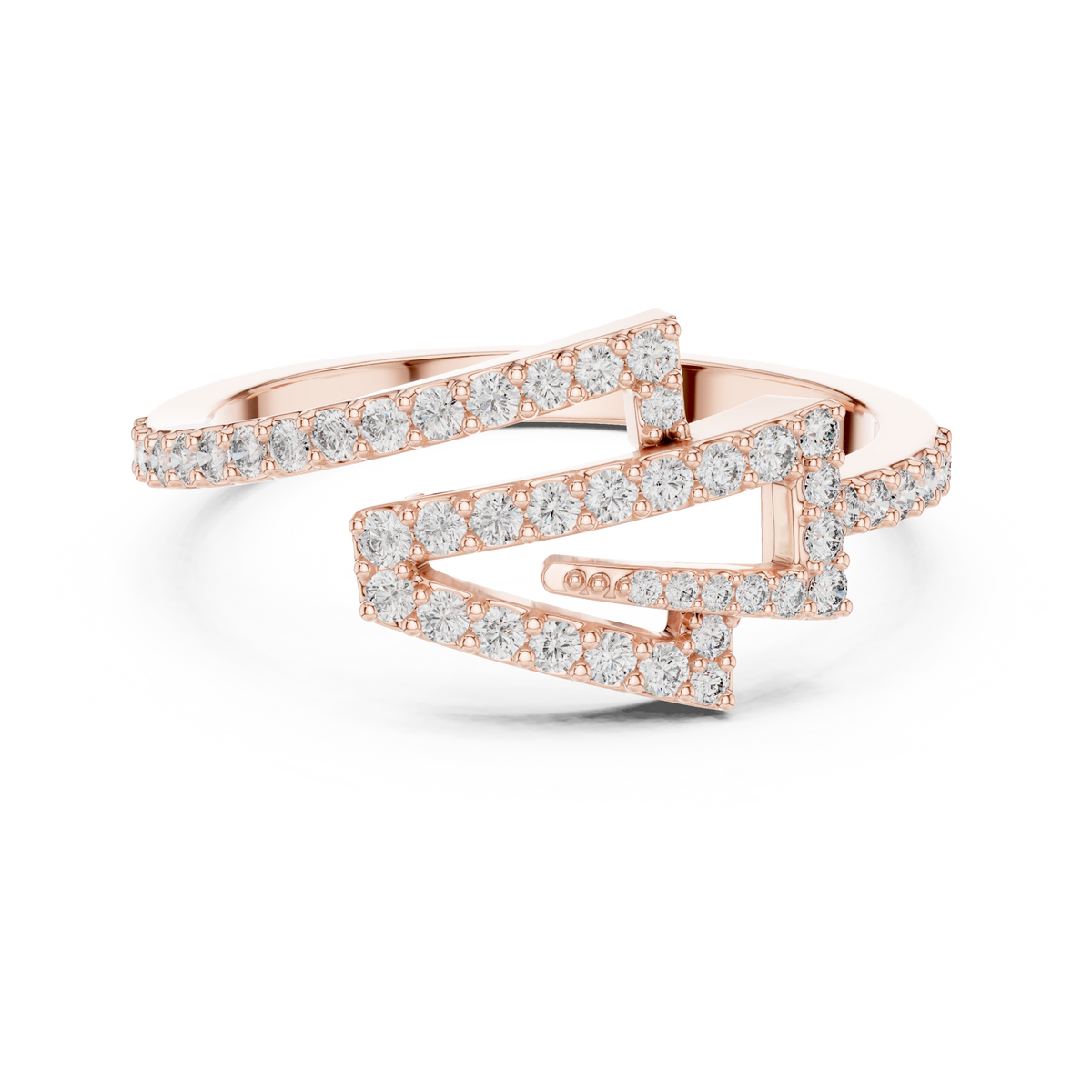 Zagnelle Zigzag Pavé Open Design Lab Grown Diamond Ring