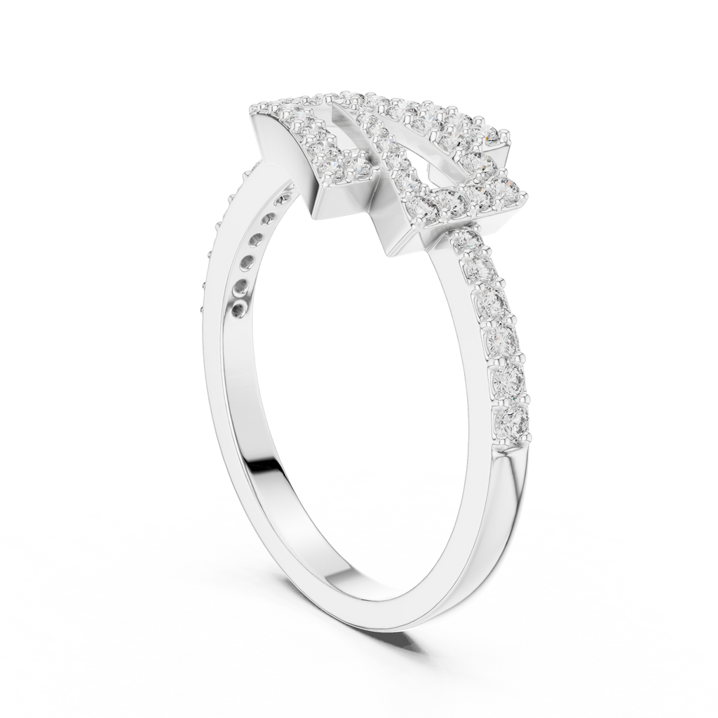 Zagnelle Zigzag Pavé Open Design Lab Grown Diamond Ring