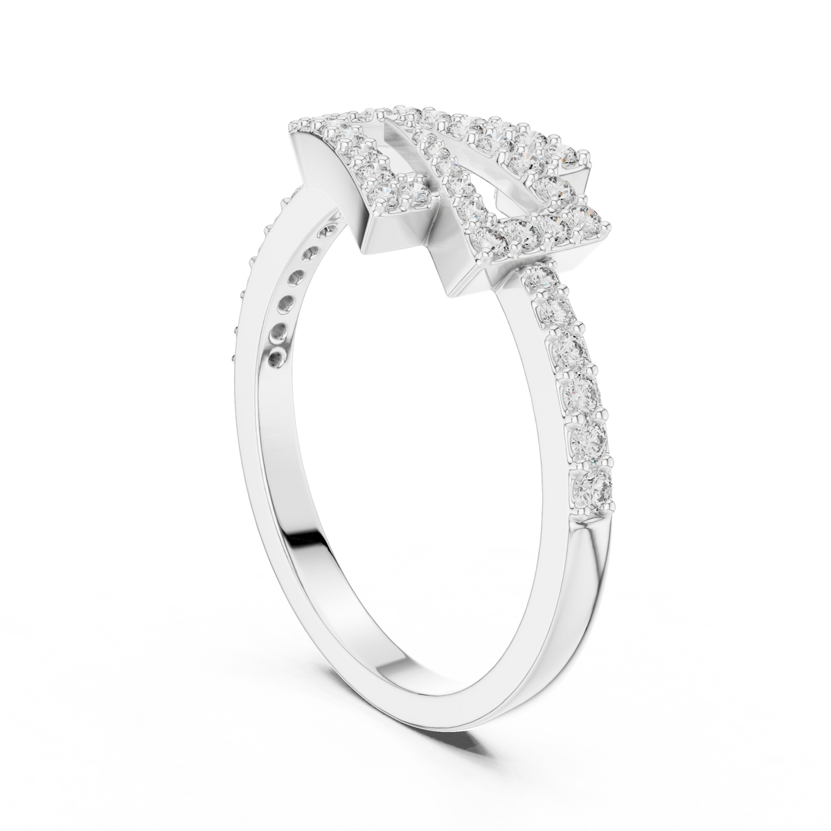 Zagnelle Zigzag Pavé Open Design Lab Grown Diamond Ring
