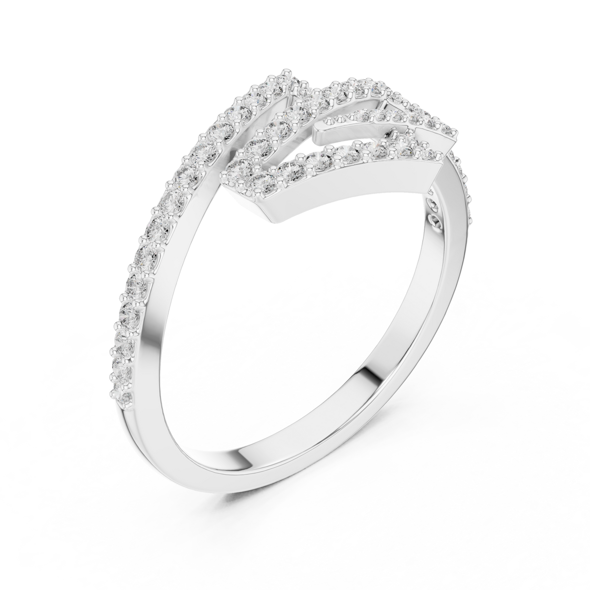 Zagnelle Zigzag Pavé Open Design Lab Grown Diamond Ring