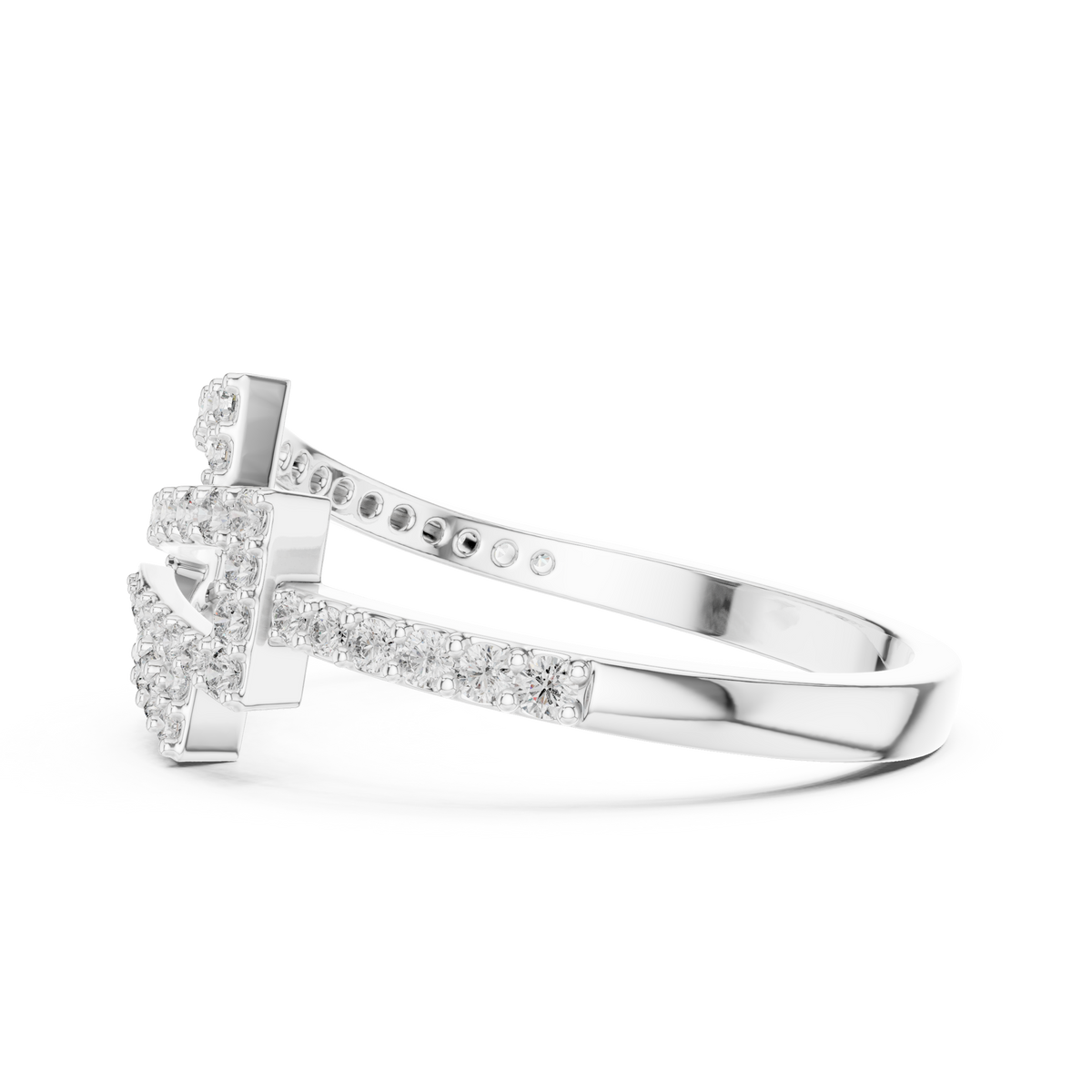 Zagnelle Zigzag Pavé Open Design Lab Grown Diamond Ring