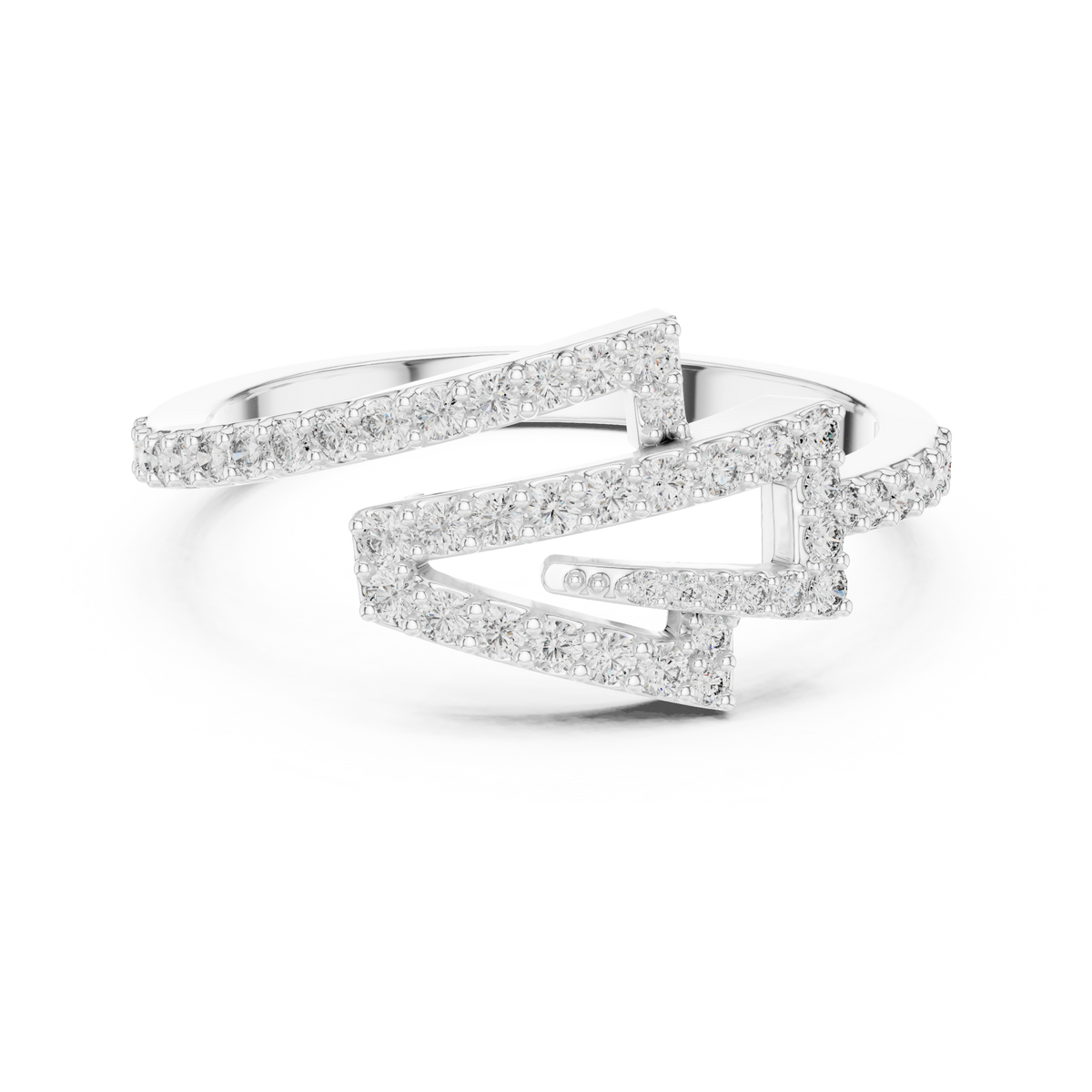 Zagnelle Zigzag Pavé Open Design Lab Grown Diamond Ring