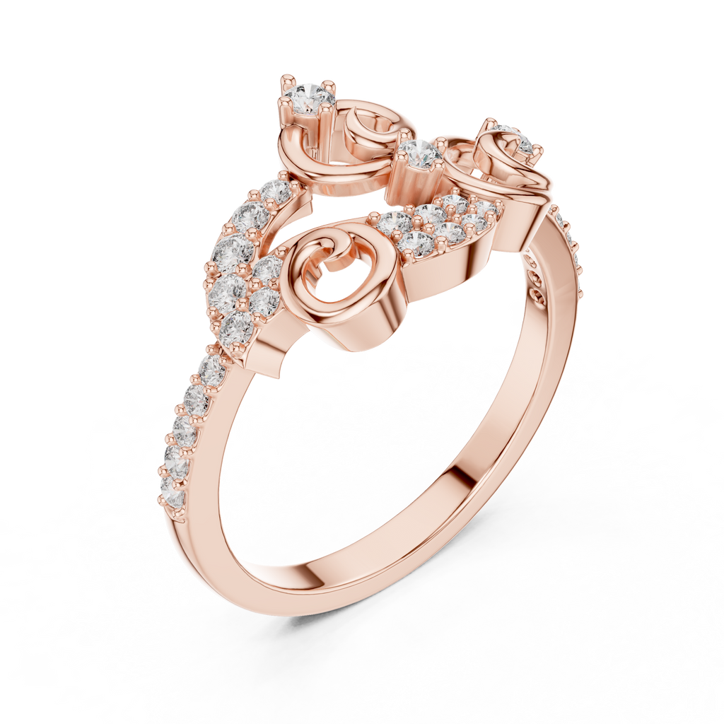 Volutelle Gold Scroll Swirl Pavé Lab Grown Diamond Ring