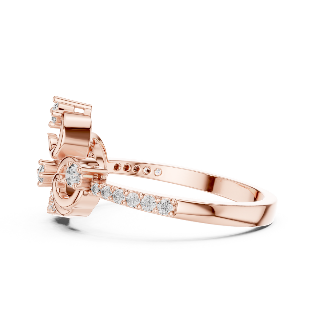 Volutelle Gold Scroll Swirl Pavé Lab Grown Diamond Ring