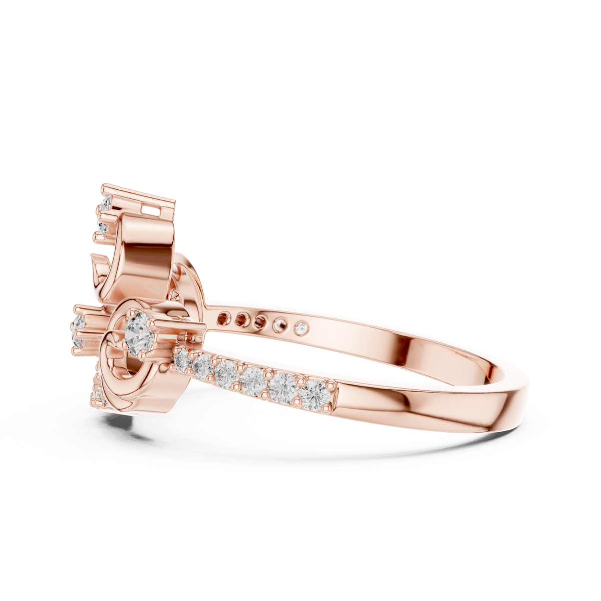 Volutelle Gold Scroll Swirl Pavé Lab Grown Diamond Ring