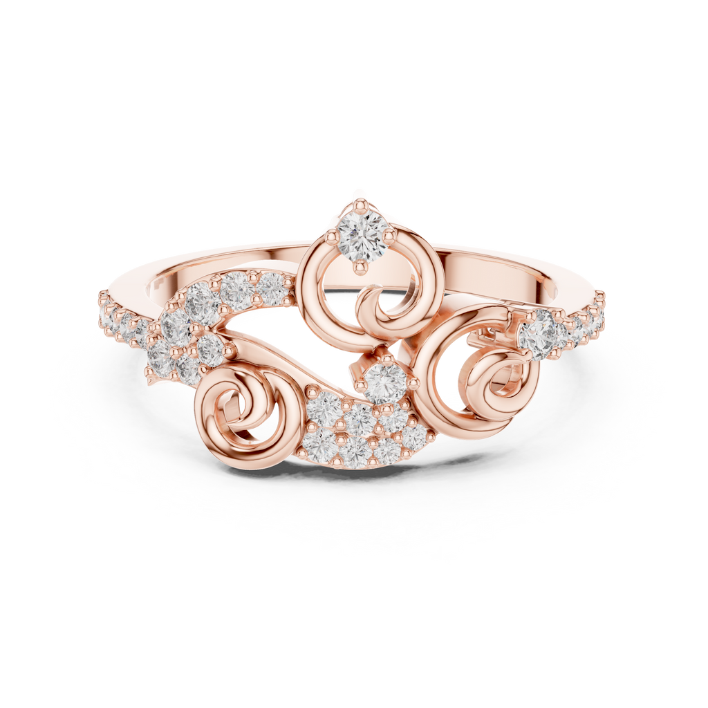 Volutelle Gold Scroll Swirl Pavé Lab Grown Diamond Ring