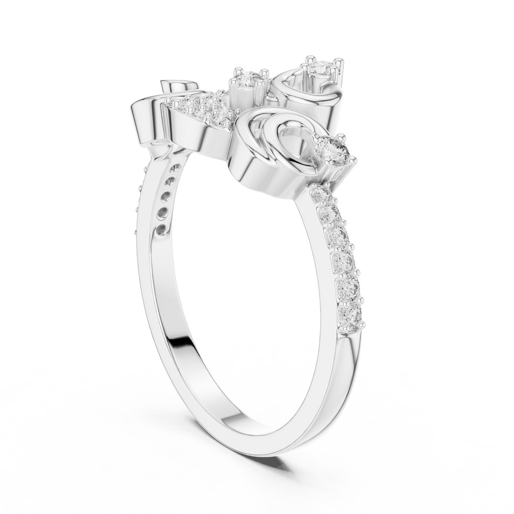 Volutelle Gold Scroll Swirl Pavé Lab Grown Diamond Ring