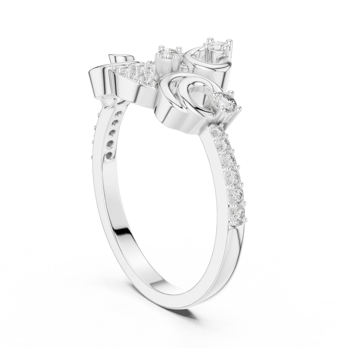 Volutelle Gold Scroll Swirl Pavé Lab Grown Diamond Ring