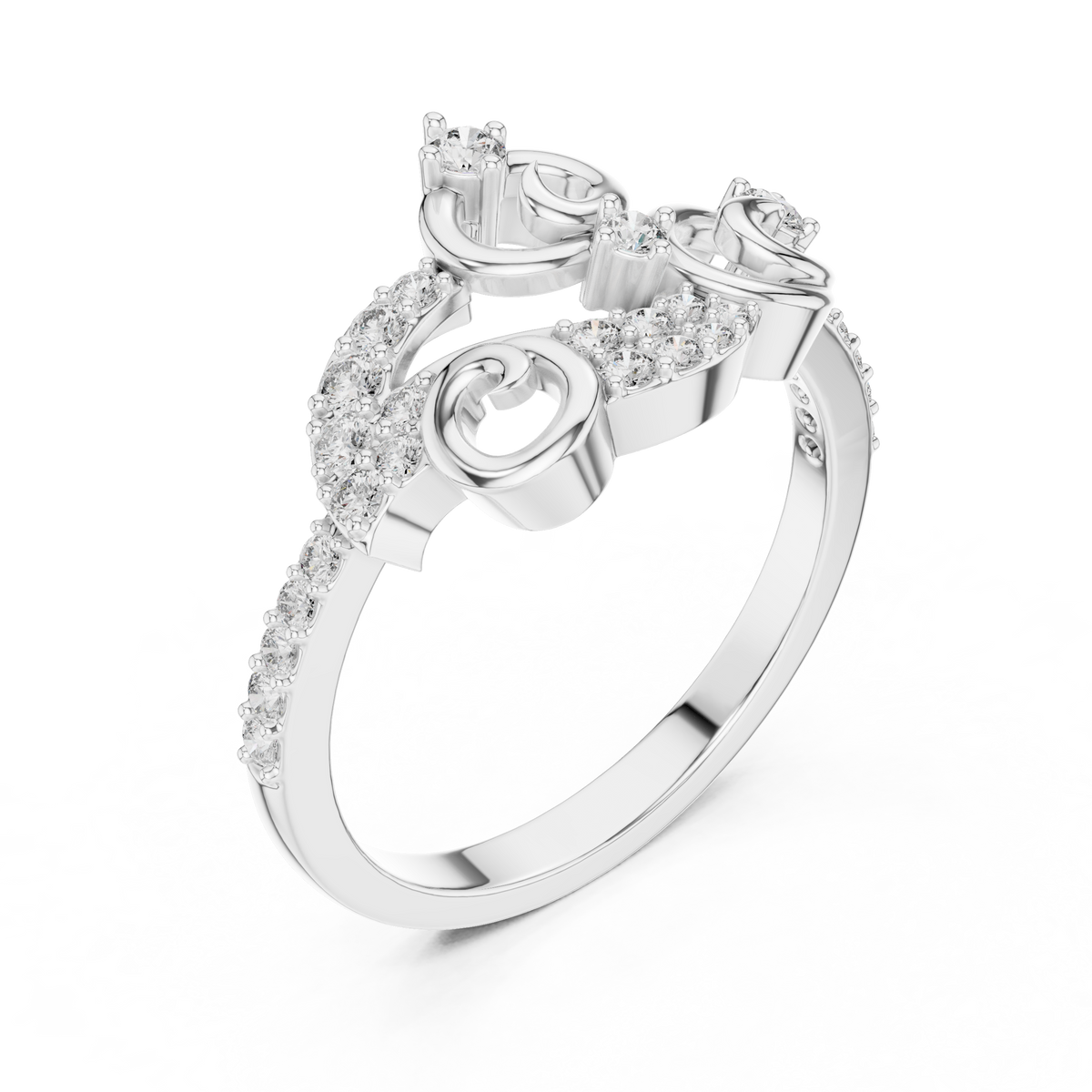 Volutelle Gold Scroll Swirl Pavé Lab Grown Diamond Ring