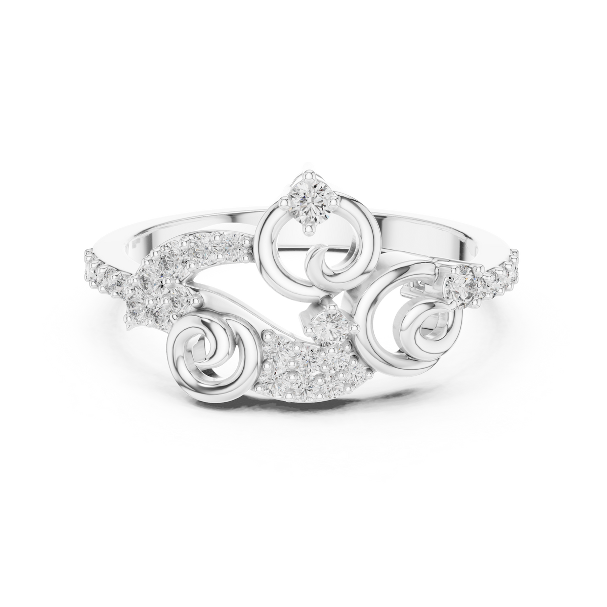 Volutelle Gold Scroll Swirl Pavé Lab Grown Diamond Ring