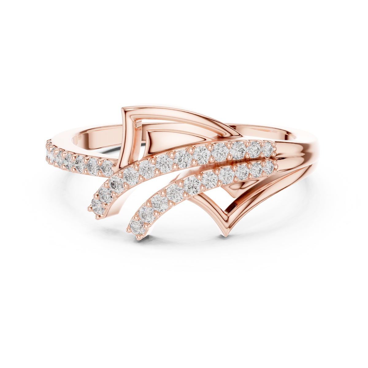 Aerelle Swept Wing Pavé Bypass Lab Grown Diamond Ring