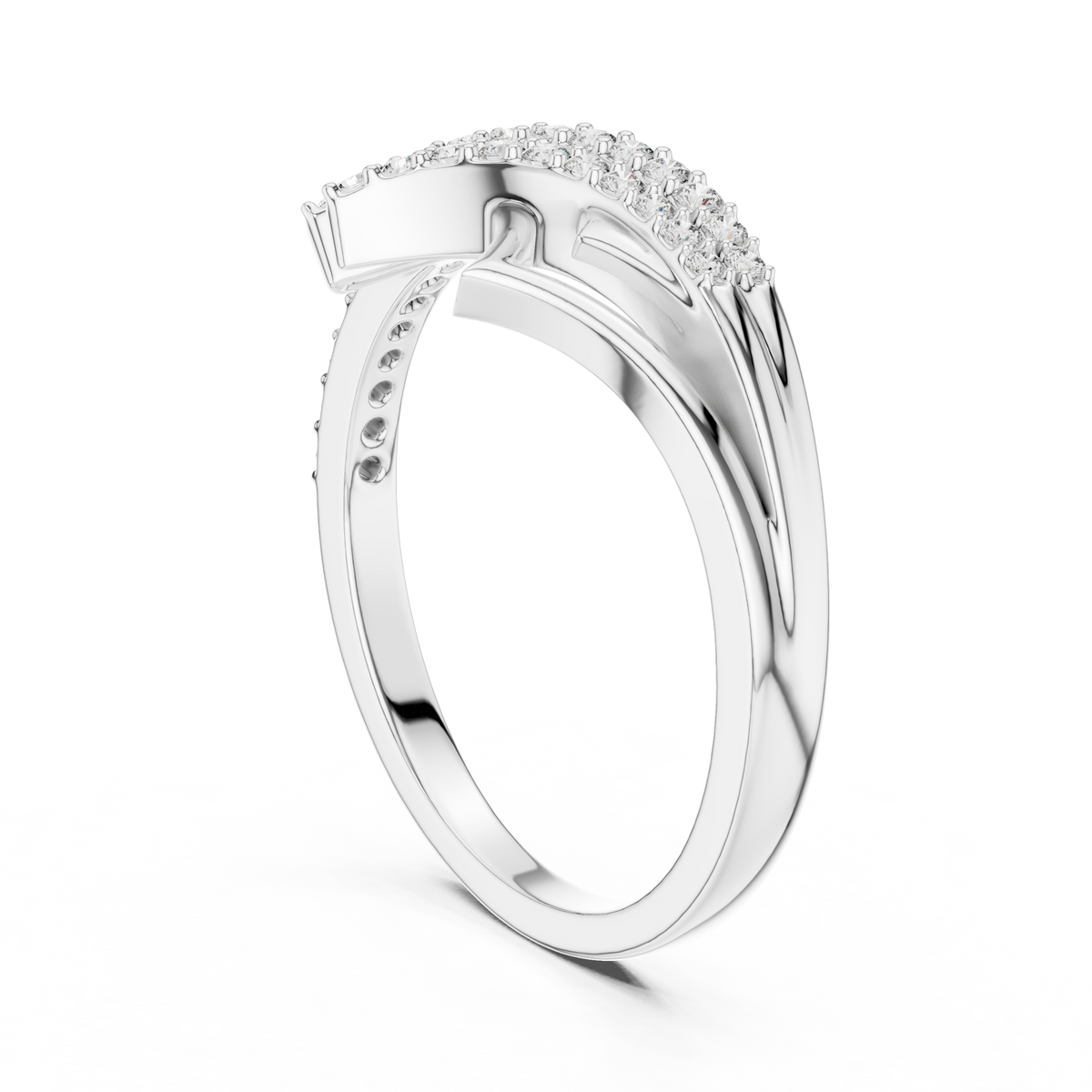 Aerelle Swept Wing Pavé Bypass Lab Grown Diamond Ring