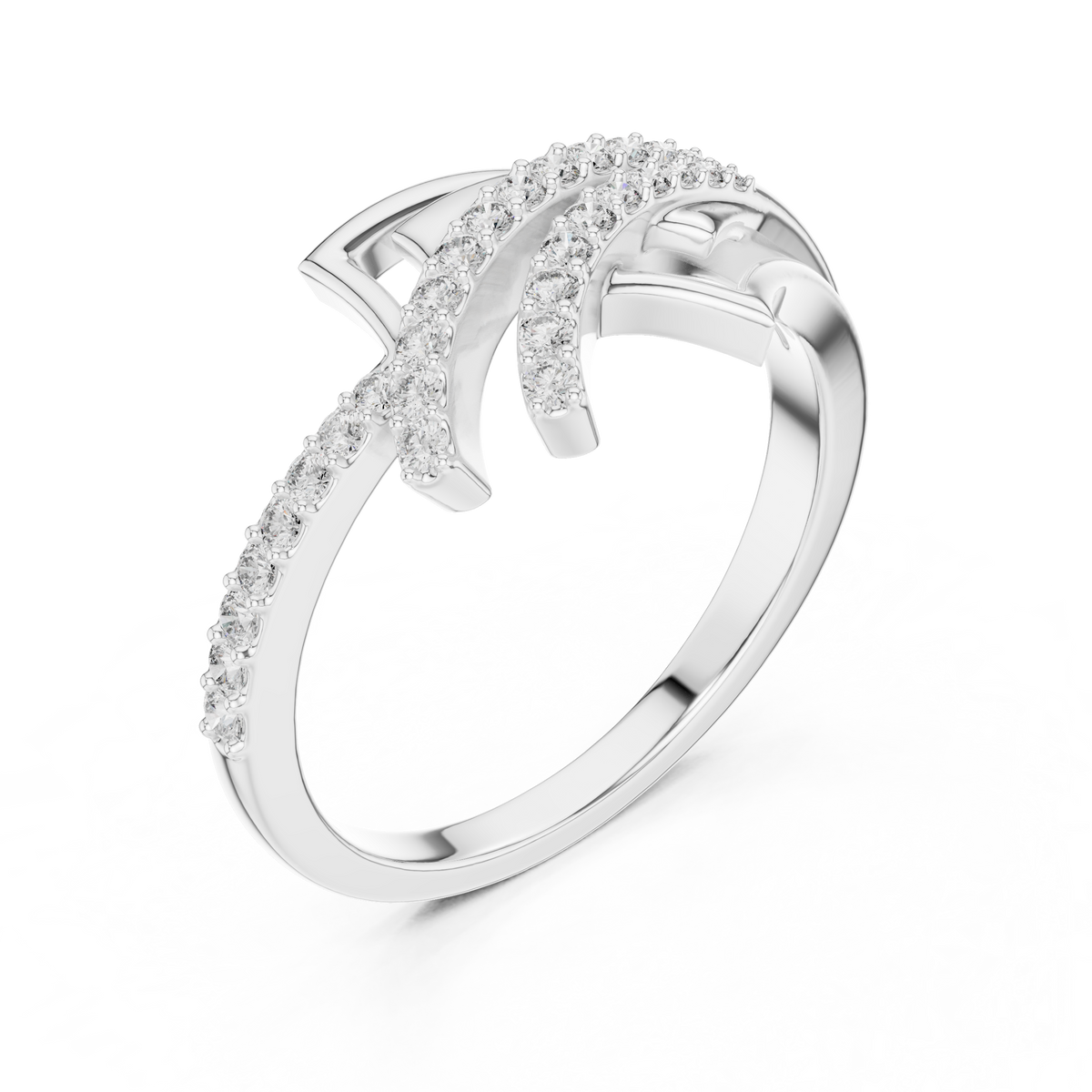 Aerelle Swept Wing Pavé Bypass Lab Grown Diamond Ring