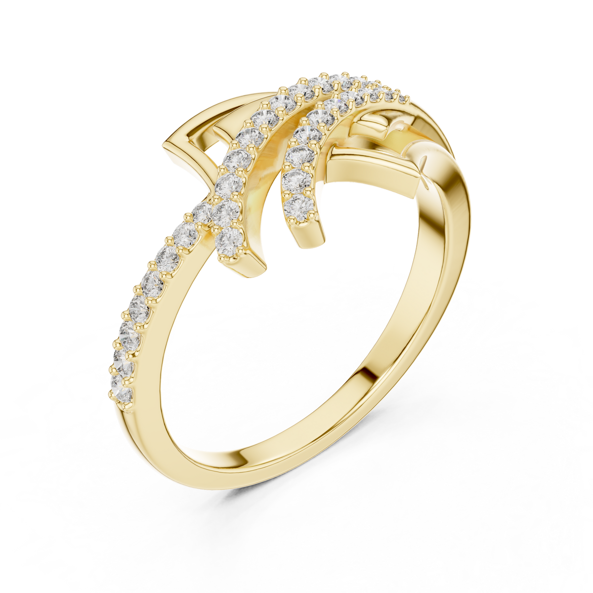 Aerelle Swept Wing Pavé Bypass Lab Grown Diamond Ring
