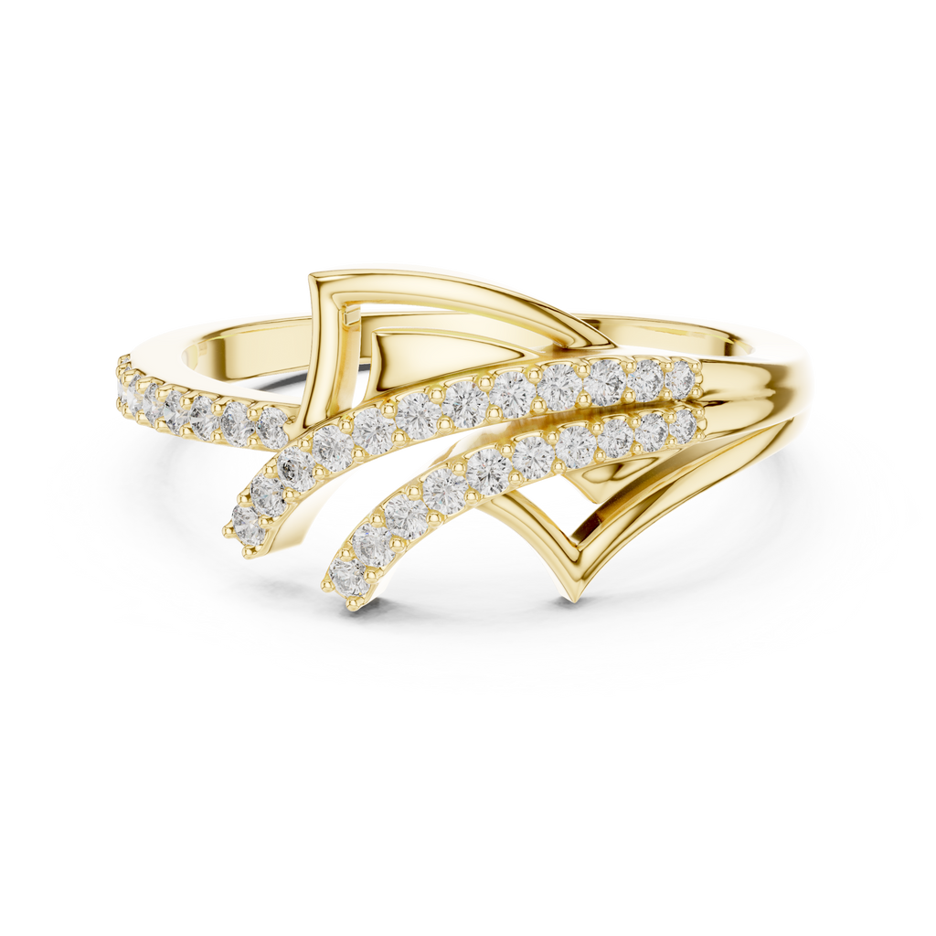 Aerelle Swept Wing Pavé Bypass Lab Grown Diamond Ring
