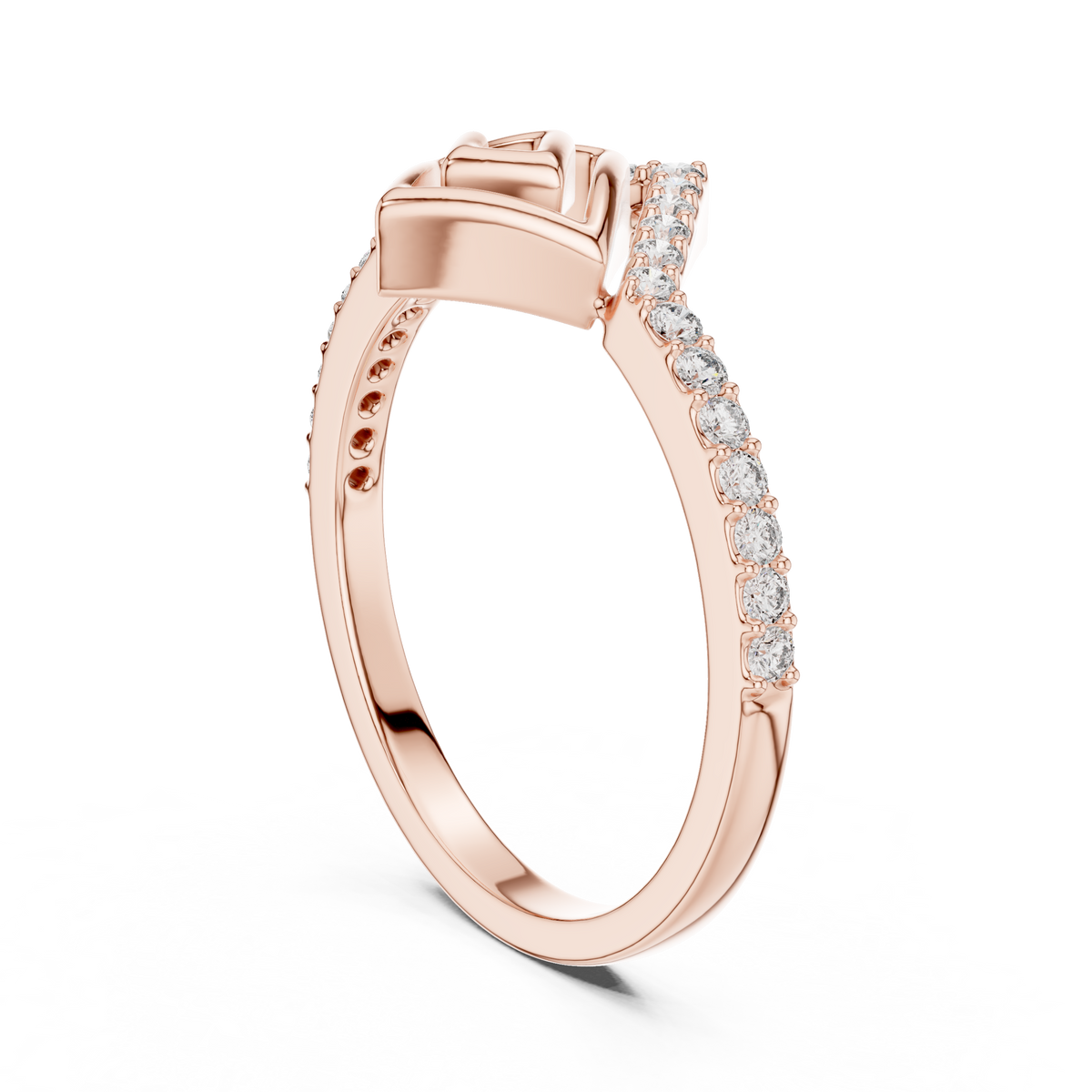 Spiravel Chevron Square Spiral Pavé Lab Grown Diamond Ring