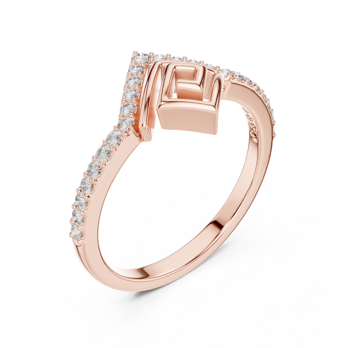 Spiravel Chevron Square Spiral Pavé Lab Grown Diamond Ring
