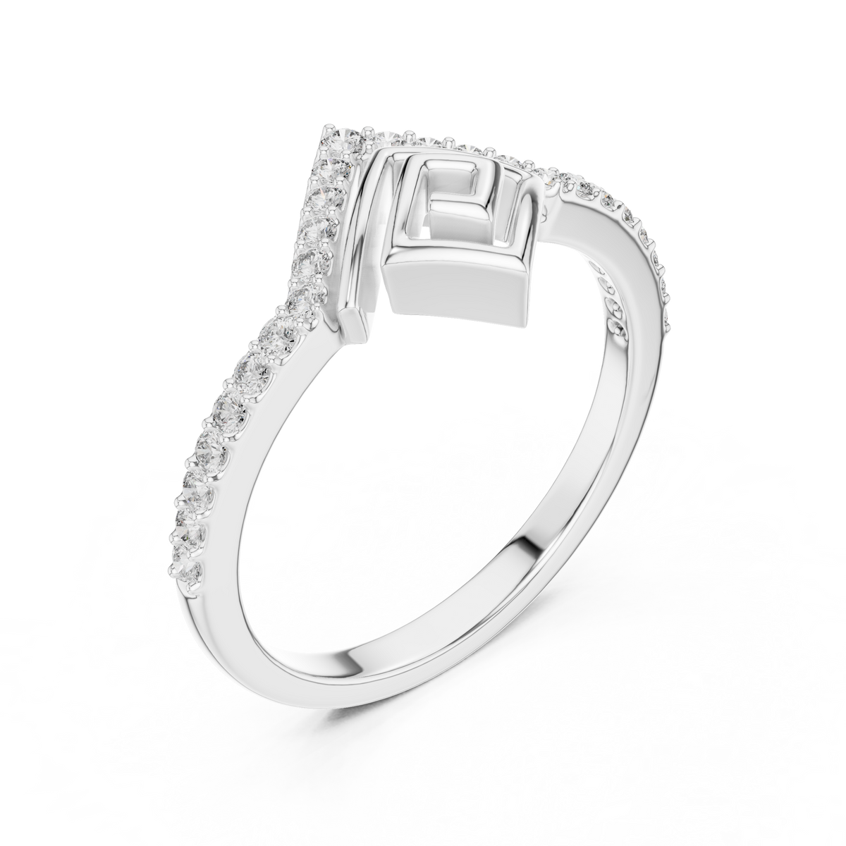 Spiravel Chevron Square Spiral Pavé Lab Grown Diamond Ring