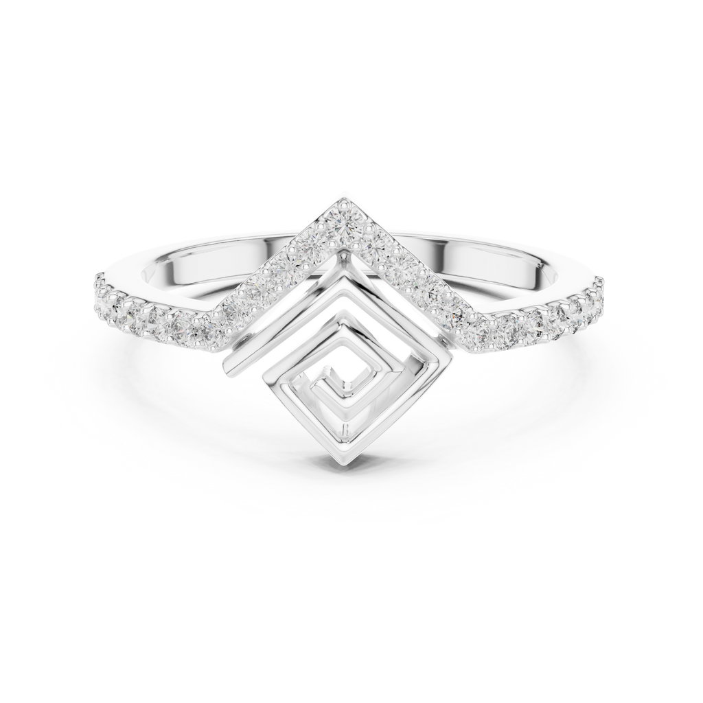 Spiravel Chevron Square Spiral Pavé Lab Grown Diamond Ring