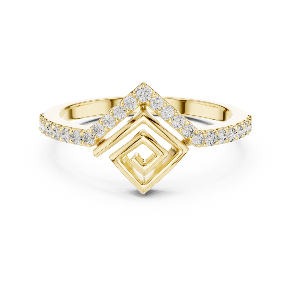 Spiravel Chevron Square Spiral Pavé Lab Grown Diamond Ring