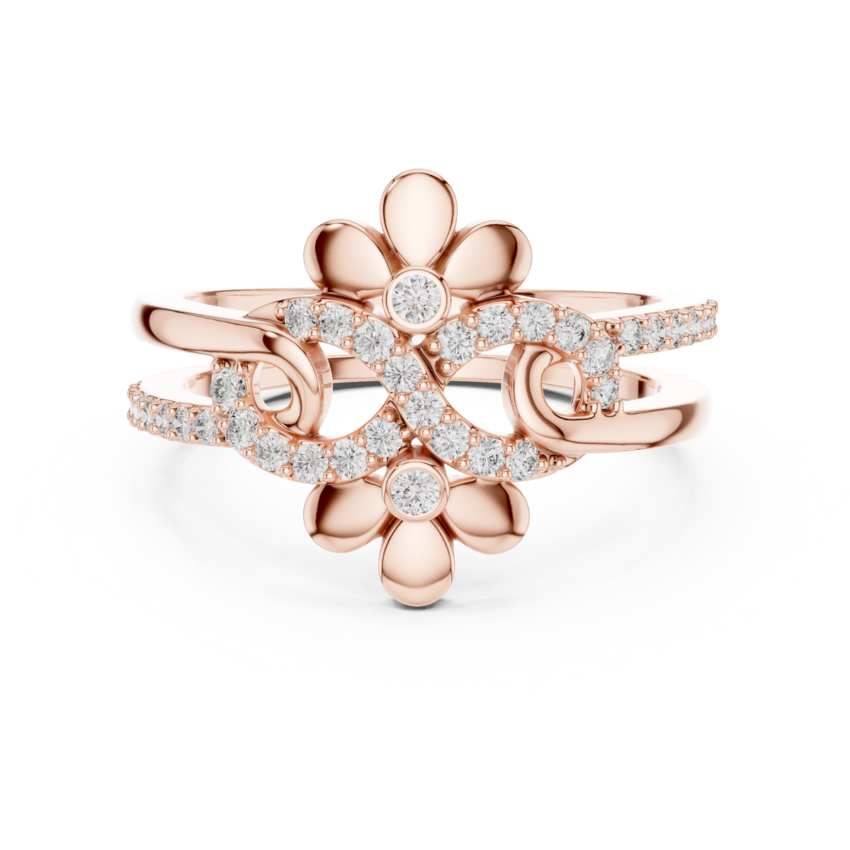 Florelune Double Flower Infinity Pavé Lab Grown Diamond Ring