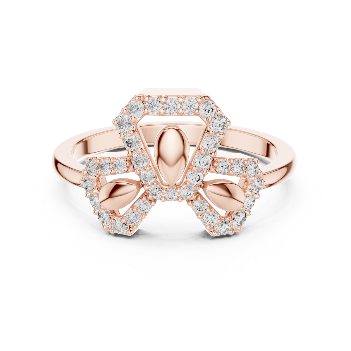 Hexalyra Trefoil Hexagon Pavé Lab Grown Diamond Ring