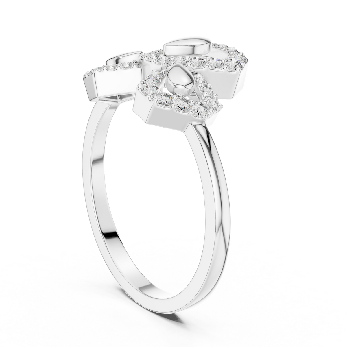 Hexalyra Trefoil Hexagon Pavé Lab Grown Diamond Ring