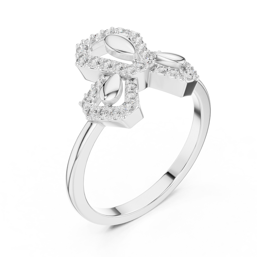 Hexalyra Trefoil Hexagon Pavé Lab Grown Diamond Ring