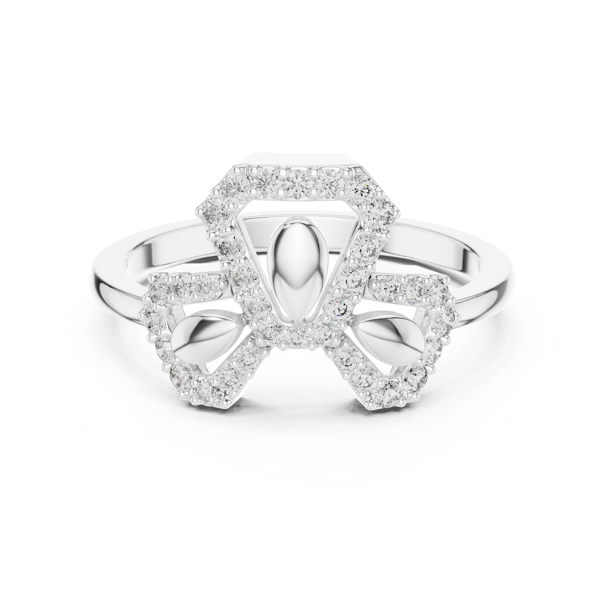 Hexalyra Trefoil Hexagon Pavé Lab Grown Diamond Ring