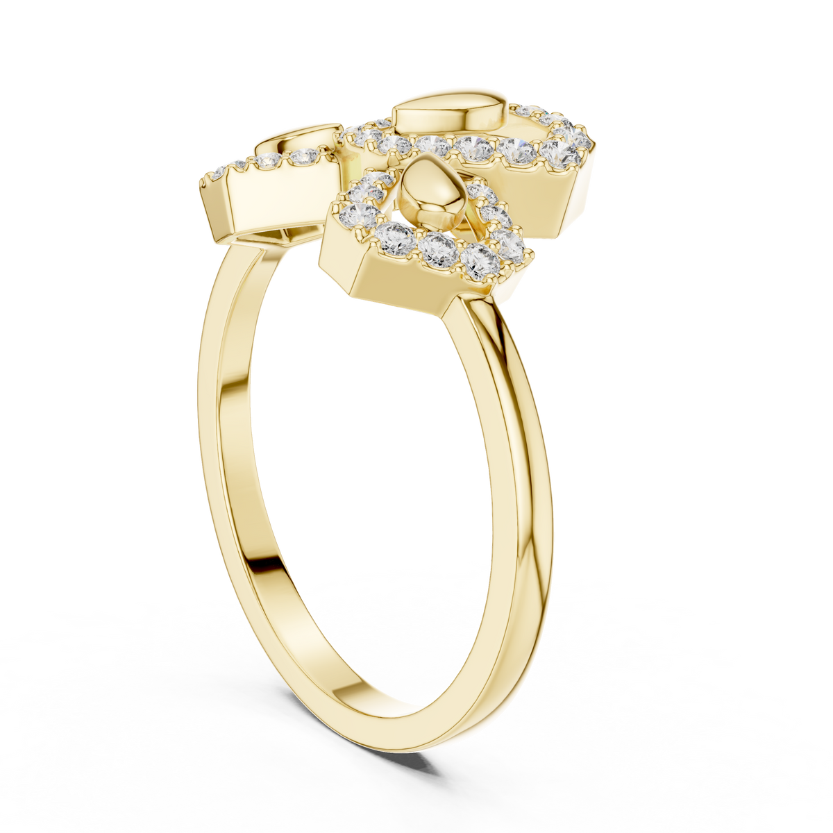 Hexalyra Trefoil Hexagon Pavé Lab Grown Diamond Ring