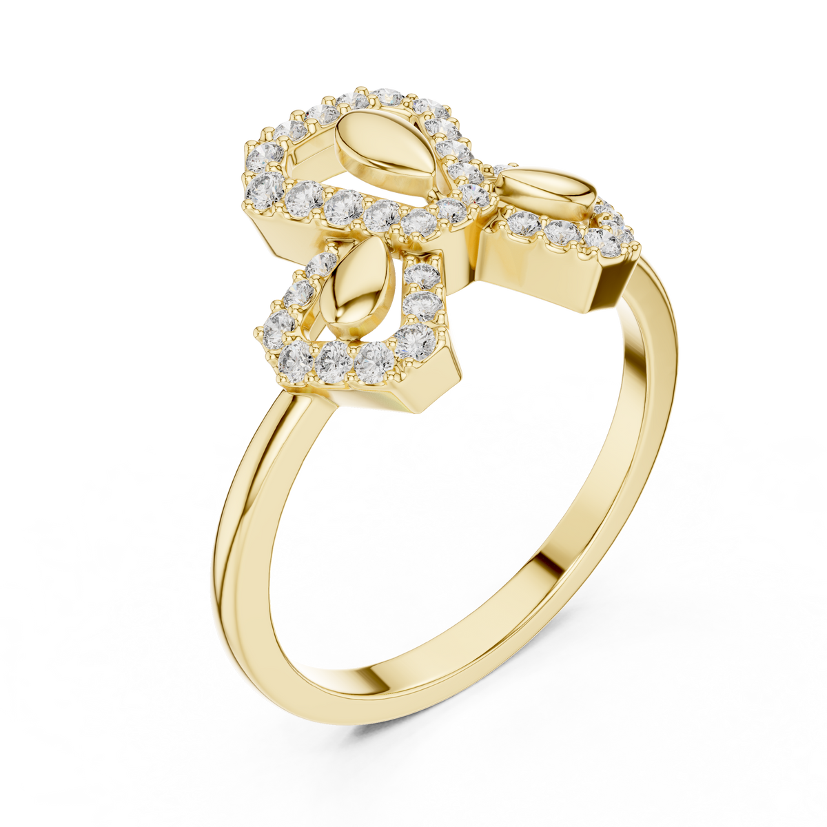 Hexalyra Trefoil Hexagon Pavé Lab Grown Diamond Ring