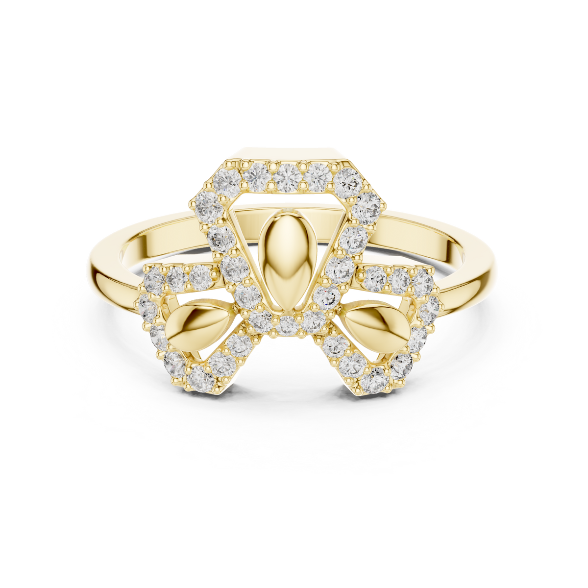 Hexalyra Trefoil Hexagon Pavé Lab Grown Diamond Ring