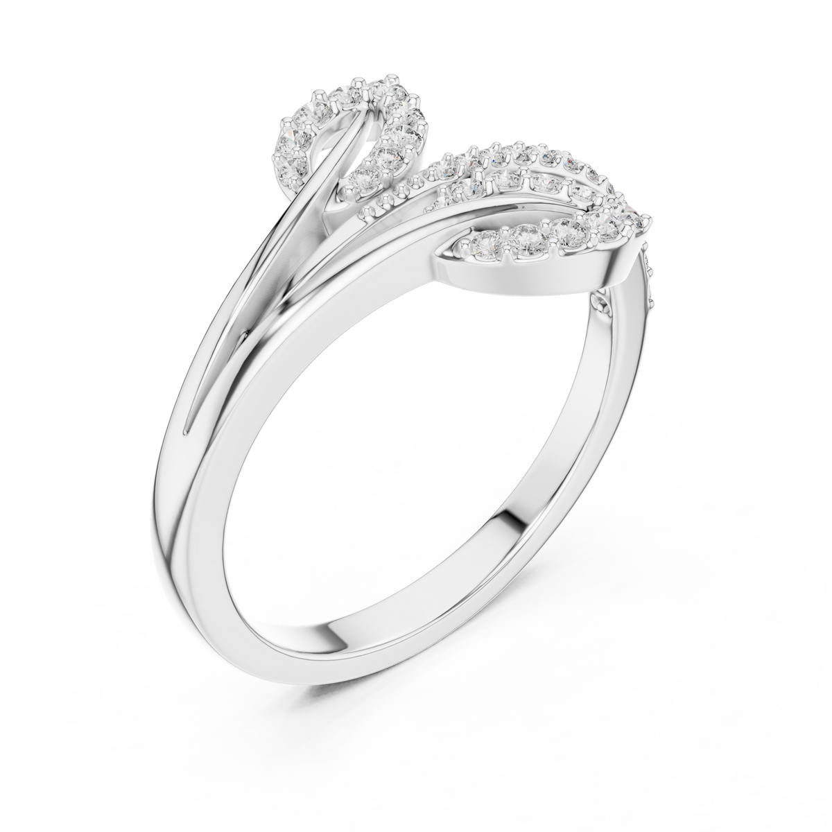 Leafira Twin Leaf Pavé Bypass Lab Grown Diamond Ring