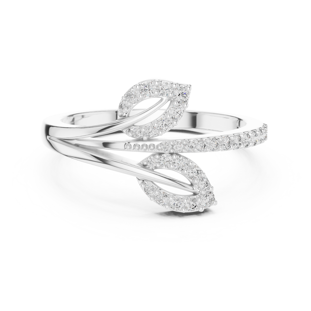 Leafira Twin Leaf Pavé Bypass Lab Grown Diamond Ring