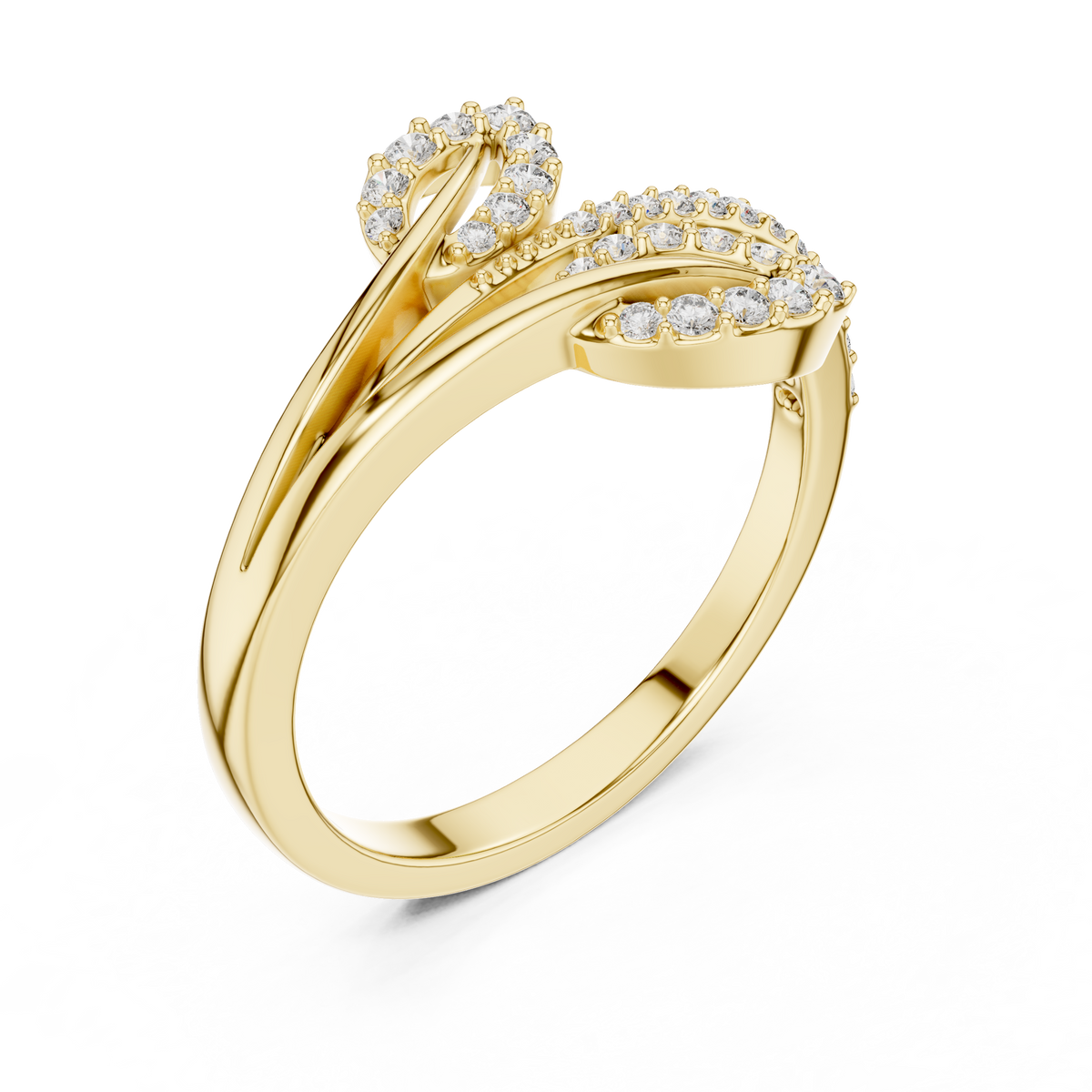 Leafira Twin Leaf Pavé Bypass Lab Grown Diamond Ring