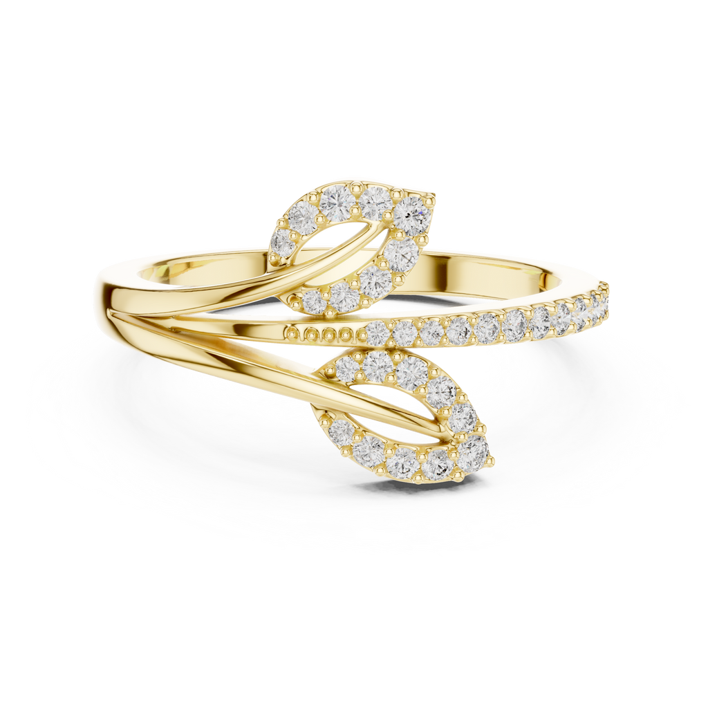 Leafira Twin Leaf Pavé Bypass Lab Grown Diamond Ring