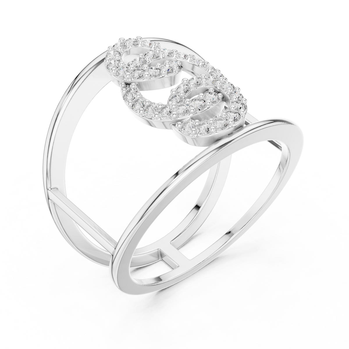 Orbelle Triple Circle Pavé Wide Band Lab Grown Diamond Ring