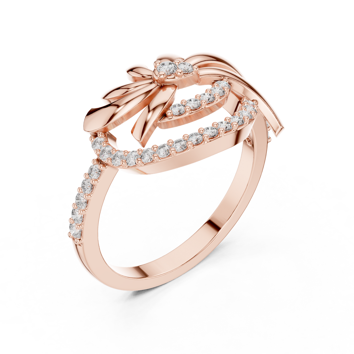Fleurisse Wind-Swept Petal Pavé Lab Grown Diamond Ring